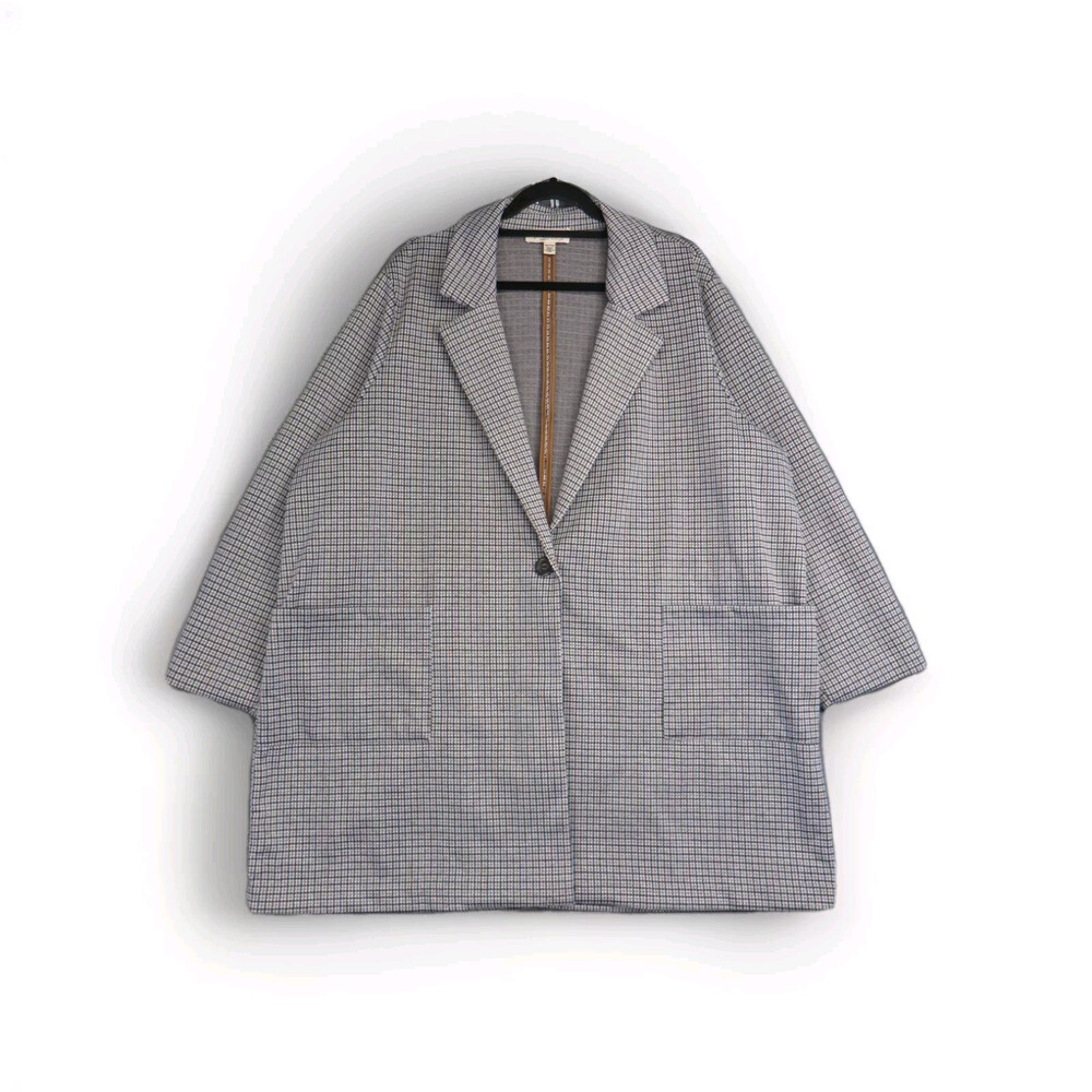 Philosophy Woman Plaid Blazer Womens 3X Houndstooth Single Button Oversized